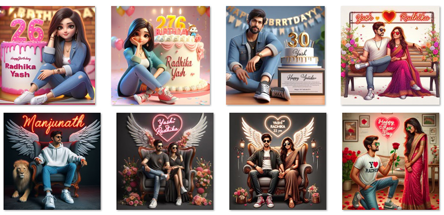 Ai Personalized Birthday Wishes couples photo, ai profile photo maker, 3D AI Image Bing Prompts,